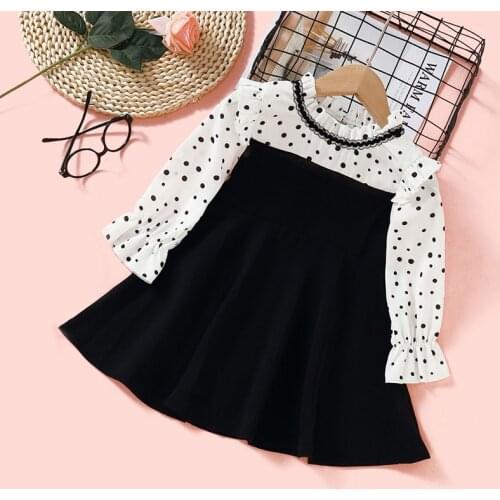 Menoea 2021 Baby Girls Princess Dresses Spring Fashion Style Kids Polka Dots Clothing Patchwork Outfits Girl Casual Dresses
