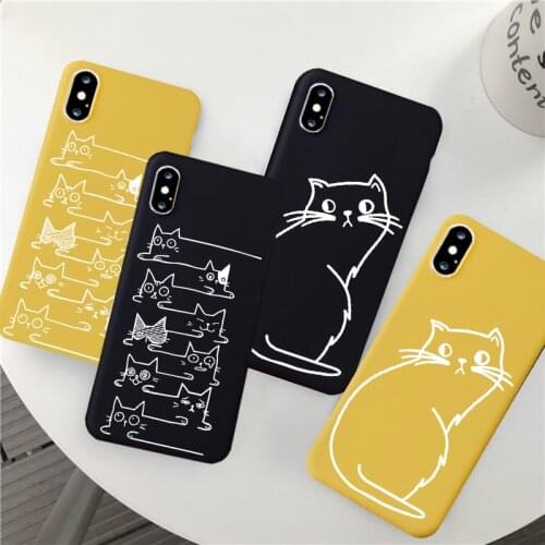 Cute Cartoon Minimalistic Line Animals Silicone Soft Shell Phone Case for IPhone 11 Pro XS Max X XR 7 8 6 Plus Cat Phone Cover