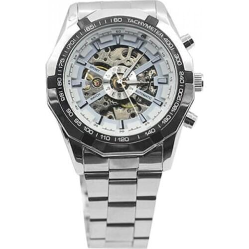 50% Hot Sales Men Hand-Winding Skeleton Automatic Mechanical Stainless Steel Sport Wrist Watch