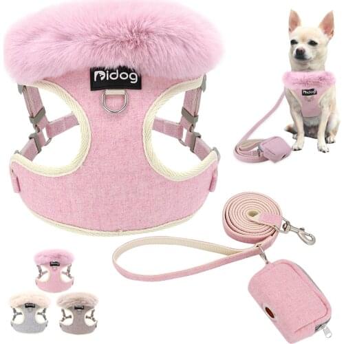 Soft Warm Pet Dog Cat Harness Leash Set Adjustable Puppy Kitten Harnesses Vest For Small Medium Large Dogs Cats Chihuahua Yorkie