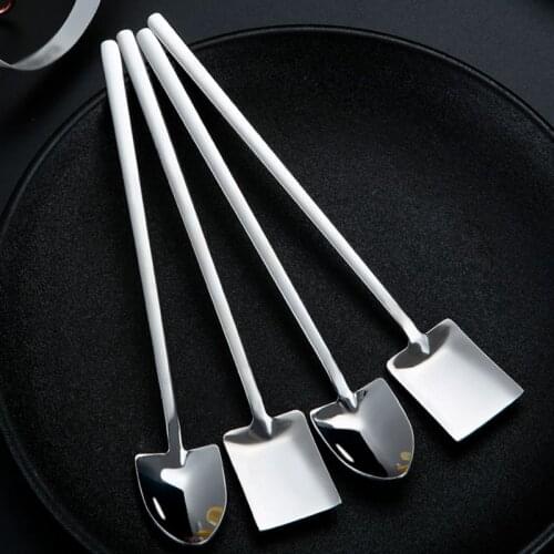 Stainless Steel Spade Shovel Spoons Creative Teaspoons With Long Handle Ice Cream Coffee Dessert Spoons For Tablewares #2