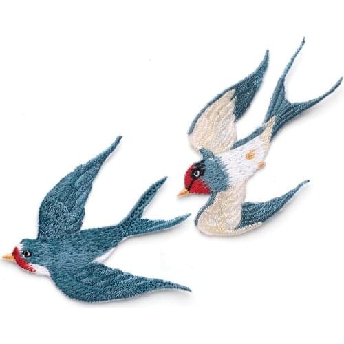 New Embroidered Swallow Patches Iron On Patch DIY accessories for Coat Jeans Dress Cute Flying Birds Patches Badges Jacket Decor