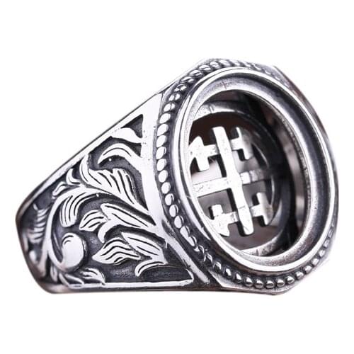 925 Silver Engagement Ring Unisex Sterling Semi Mount Ring Setting fit 12x15mm Oval Cabochon Amber Turquoise Art Deco Vintage