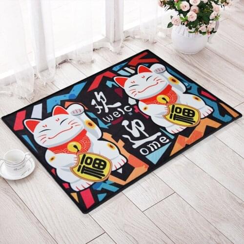 Wholesale Lucky Cat Rug Living Room Kitchen Bedroom Hall Carpet Entrance Door Mat Cute Personality Floor Mat