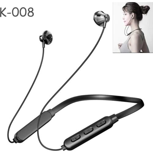 K-008 12 Hours Endurance Bluetooth Headphones Stereo Bass Wireless Headphone Neckband Power HiFi Sport Headset Magnet