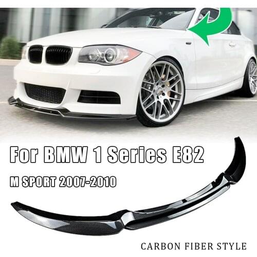 For BMW 1 Series E82 M Sport 2007-2013 125i 128i 135i 120i Carbon Fiber Look ABS Splitter Chin Cover Front Bumper Spoiler Lip
