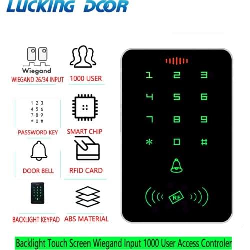 Backlight RFID Access Keypad Door Lock Opener 1000 User 13.56Mhz Card Reader Wiegand Input Smart Door Access Control System