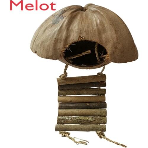 Parrot Supplies Bird Cage Accessories Ladder Coconut Shell Ladder Bird Nest Peony Finch Tiger Skin Grinding Claw Bird Nest Toy