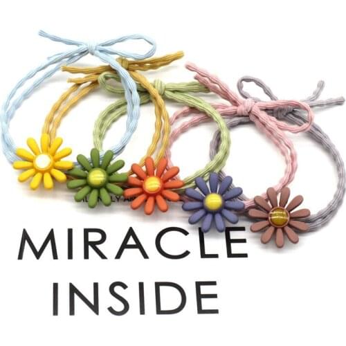 Korean Trend Popular Little Daisy Hair Rope Temperament Retro Diamond Hair Ring Net Red Ins Personality Head Rope Female
