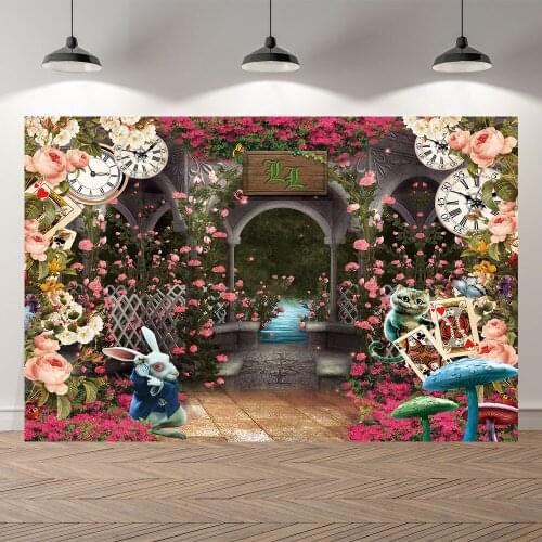 Seekpro Photography Background happy new year party flower Garden artoon rabbit Backdrop Photo Photocall