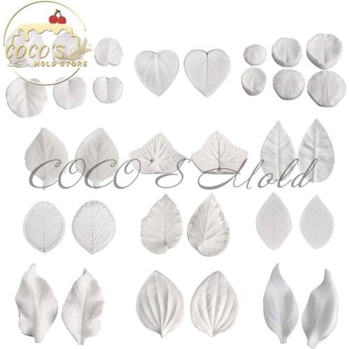 32Pcs/Set Daffodil/Begonia/Hibiscus/Hydrangea Petal Leaf Veiner Silicone Mold Stainless Steel Cutter Mould Flower Design Bake