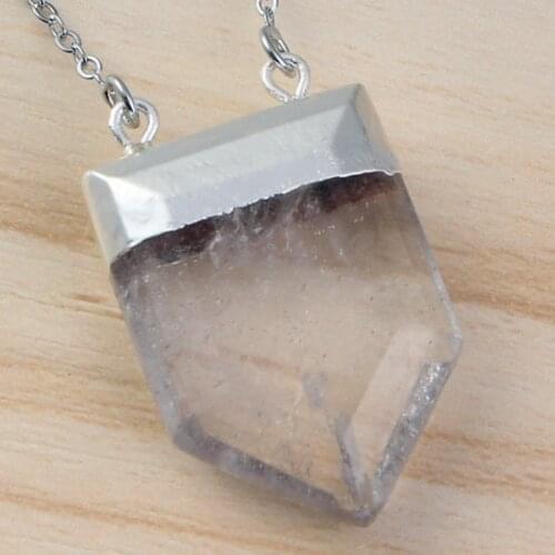 100-Unique Silver Plated 10 Pcs Royal Shield Rock Crystal Double Buckle Pendant Charms Point Necklace Amulet Jewelry