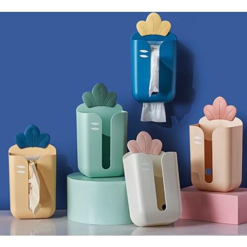 Wonderlife Creative Cute Wall-mounted Cartoon Paper Storage Rack Toilet Tissue Box Punch-free Toilet Paper Storage Rack