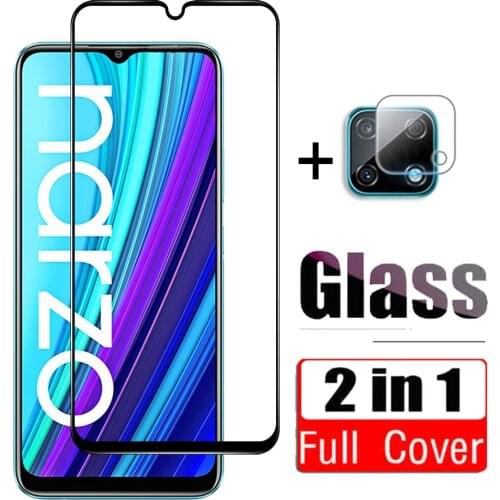 2in1 Full Cover Tempered Glass For Realme Narzo 30A Camera Lens Protector Flim Realme Narzo 30A Realme RMX3171 6.5" Glass Flim