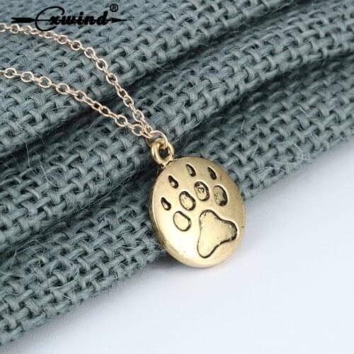 Cxwind New Cat Dog Paw Print Pet Animal Pendant Charms Necklace for Women Pendant Statement Necklace Jewelry Femme Bijoux