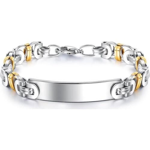 Yobest New Brand Engraving Gold stainless steel ID Tag Bracelet for Men fashion Jewelry friend gifts