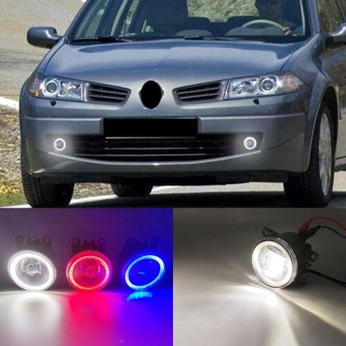 1 Pair 2 Functions For Renault Megane 2 II Auto LED DRL Daytime Running Light Car Angel Eyes Fog Lamp Foglight