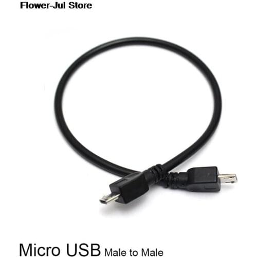 1pc 25cm Micro USB Male To Micro Male 5Pin Converter OTG Adapter Data Cable Black Color