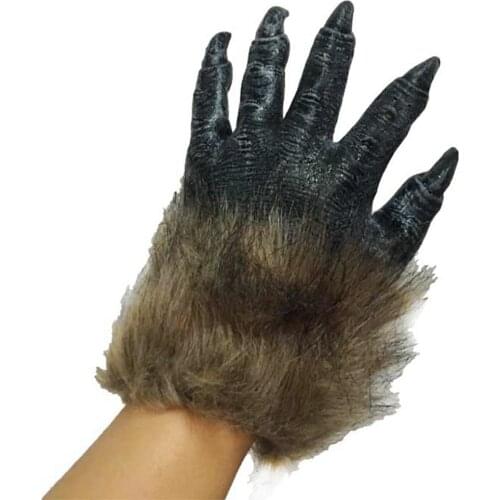 1pc Furry Monster Werewolf Hands Gloves Halloween Prop Cosplay Costume Gloves Gift