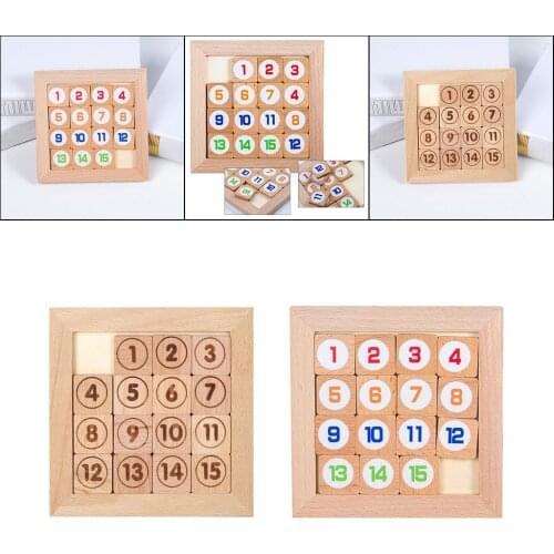 15 Sliding Tiles Puzzel Toy Handmade Klotski Aids Math Educational Game