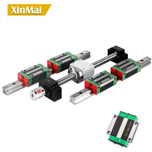 2 linear guide rails 15mm HGR15 hgh15ca hgw15ca +1 sfu1605 ball screw nut housing any length+ support BK/BF12+couplers for CNC
