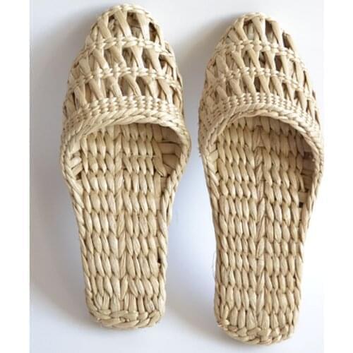 2020 womens straw slippers new couple shoes handmade Chinese style comfortable sandals summer fashion unisex home shoes 2