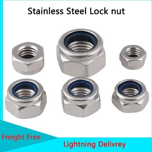 American Nylon Lock Nut Locknut Stainless Steel Self-locking Nut Locking Screw Cap 5/20 Pcs