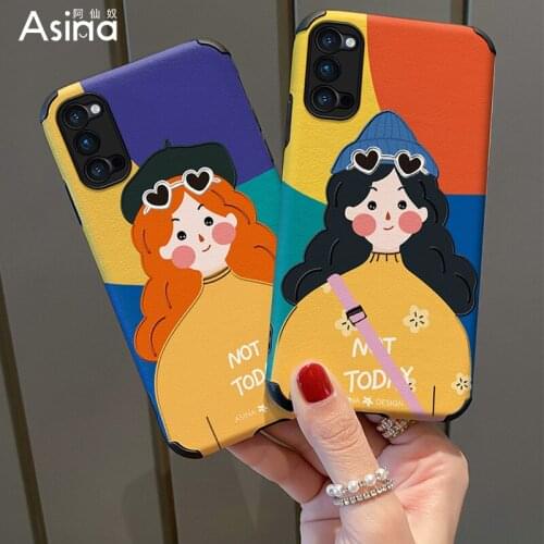 ASINA Imitation Lambskin Case For OPPO Reno 2 3 4 5 Pro Cute Cartoon Silicone Cover Bumper For Realme X7 Find X3 X2 Pro Fundas