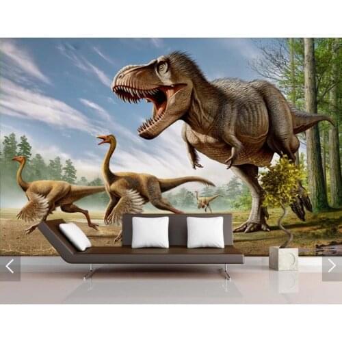 Dinosaur Kids Bedroom Wallpaper Mural Hand Painted Papiers Peint 3d Custom Photo Murals Wallpapers for Living Room Nursery Room