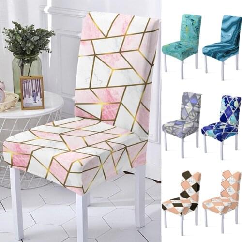 Spandex Elastic Chair Cover 3D Marble Geometric Stretch High Back Chair Protector Slipcover Resterant Wedding Party Dining Room