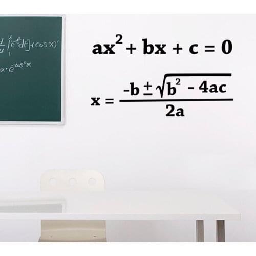 Quadratic Formula Math Wall Stickers Mathematics Education Vinyl Wall Decal Classroom Decor Art Formula Pattern Murals AZ1012