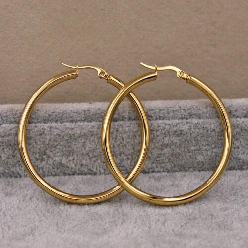Trendy Earrings for Womens earring Gold Plated Round Smooth Gold Earring Circles hoop Earrings Wedding Jewelry Gift Accessories