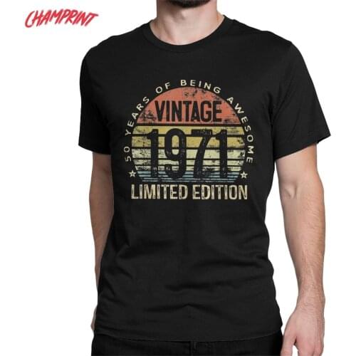 Mens 50 Year Old Gifts Vintage 1971 Limited Edition 50th Birthday T Shirt Pure Cotton Clothing Tees Birthday Gift T-Shirts