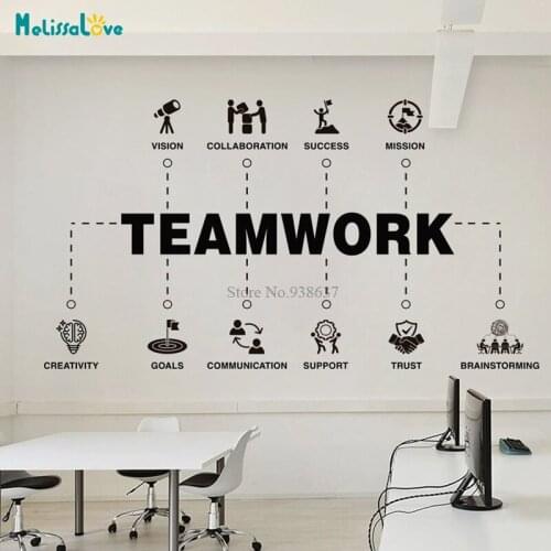 Teamwork Values Office Team TeamworkQoute Decal Inspiring Company Meeting Room Decor Removable Vinyl Wall Sticker BD375