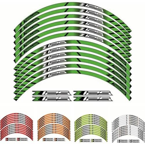 Motorcycle Wheel Decals Stickers Set Rim Stripes Laminated For Kawasaki Z125