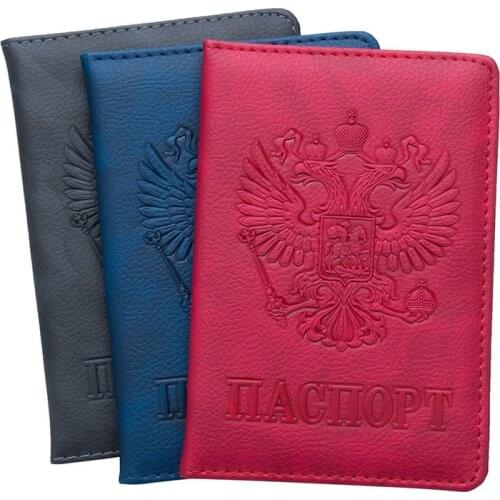 Premium Russian Passport Cover 19 Color Passport Holder Leather Mens Travel Passport Cover Passport Wallet Women ID Card Pack