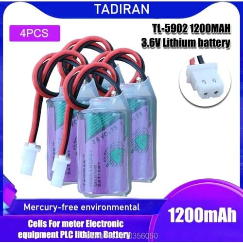 4PCS New Original TADIRAN 14250 ER14250 3.6V 1200mAh 1/2AA primary battery PLC Lithium Battery With Plug
