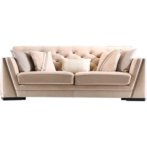 Postmodern solid wood sofa living room Italian light luxury high-end first floor cowhide sofa villa furniture