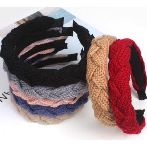 2021 New Womens Twist Knit Woolen Twist Knitted Hair Bands Soft Braid Headband Female Hairbands Hair Accessories