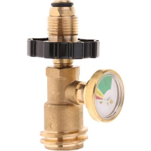 Propane Tank Adapter Convert POL to ACME / QCC Fitting Brass with Gas Gauge