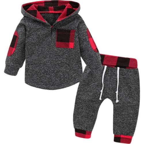 Pudcoco US Stock New Fashion Kid Baby Girls Boys Autumn Clothes Set Warm Hooded Sweatshirt+Pants 2PCS Infant Outfits Clothes Set