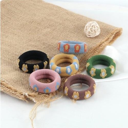 Cute Flower Hair Bands Wide Tight Hair Ties Simple Basic Elastic Rope Hair Accessories for Women Girl Fashion Headwear Scrunchie