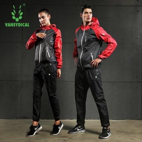 Vansydical Mens Sauna Sports Suit Sports Running Tops Hot Sweat Jackets Fitness Bodybuilding Clothing Zipper Training Hoodies