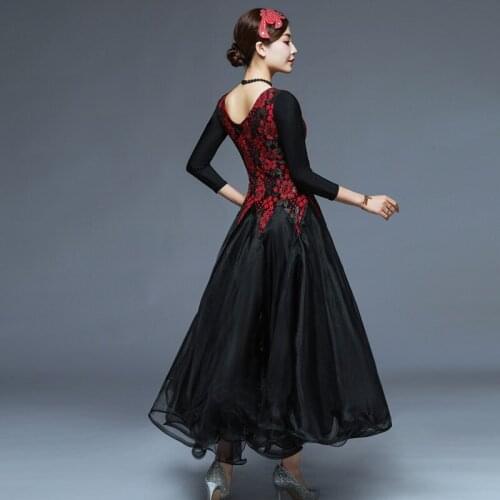 Standard ballroom dress women ballroom rumba dress red tango dress spanish dance costume tango dance clothes foxtrot dress lac