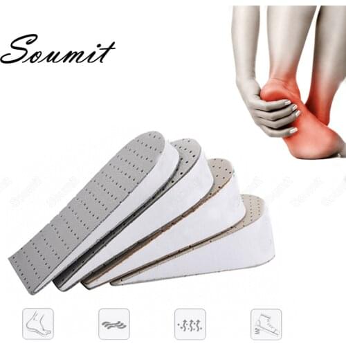 EVA Leather Height Increase Half Insoles for Men Women Heel Lift Taller Heighten Insert Sports Shoes Pad Breathable Foot Cushion