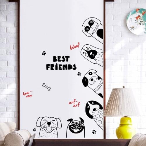 Cute Cartoon Animals Wall Stickers Door Stickers for Kids Room Bedroom Hand Drawn Wall Decals Baby Nursery Room Decoration