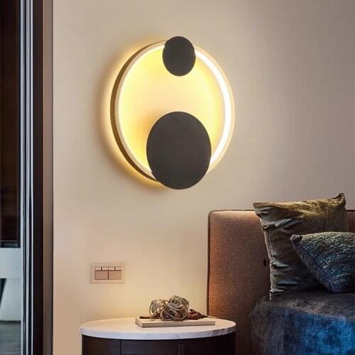 Led Wall Lamp Bedroom Bedside Modern Living Room Round Sconce Nordic Staircase Corridor Hotel Aisle Indoor Kitchen Decor Light