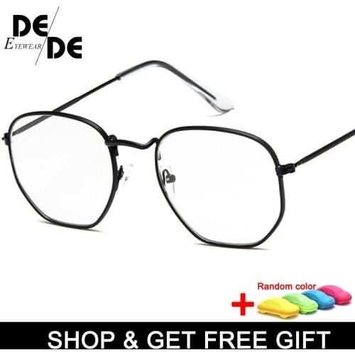 Vintage Clear glasses Frame Women Men 2019 Retro Optical Eye glasses men Hexagon sunglasses