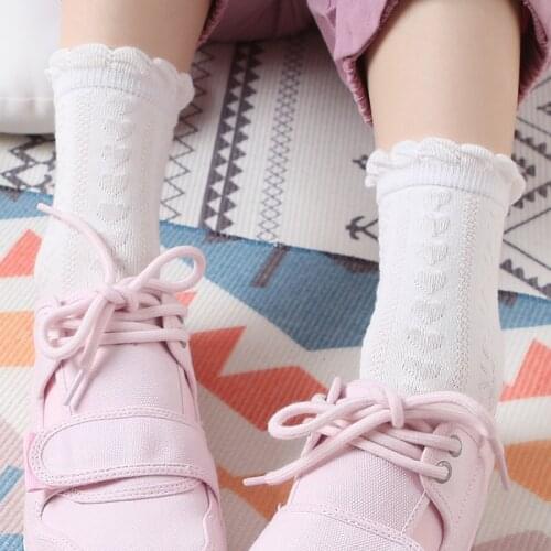 Japanese Socks Womens Cotton Love Jacquard Bubble Mouth Stockings Cute Soloid Black White Color Womens Socks EU 35-43