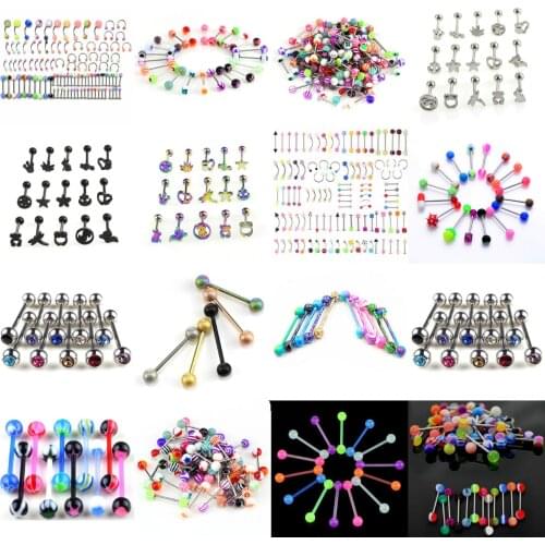 Body Jewelry Sexy Jewelry Colorful Assorted Ball Tongue Nipple Bar Ring Barbell Piercing Tongue Body Jewelry Wholesale